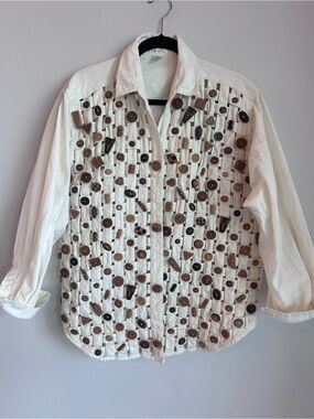 Vintage Yak Magik Woven Button-Embellished Shirt